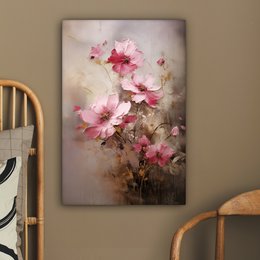 Lærredsmaleri - vægdekoration blomster - lyserød - kunst - akvarel - vægdekoration stue - soveværelsesdekoration - værelse tilbehør - lærredsmalerier