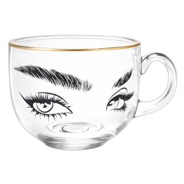 Coppa in vetro XXL "Beauty Eyes" con bordo dorato