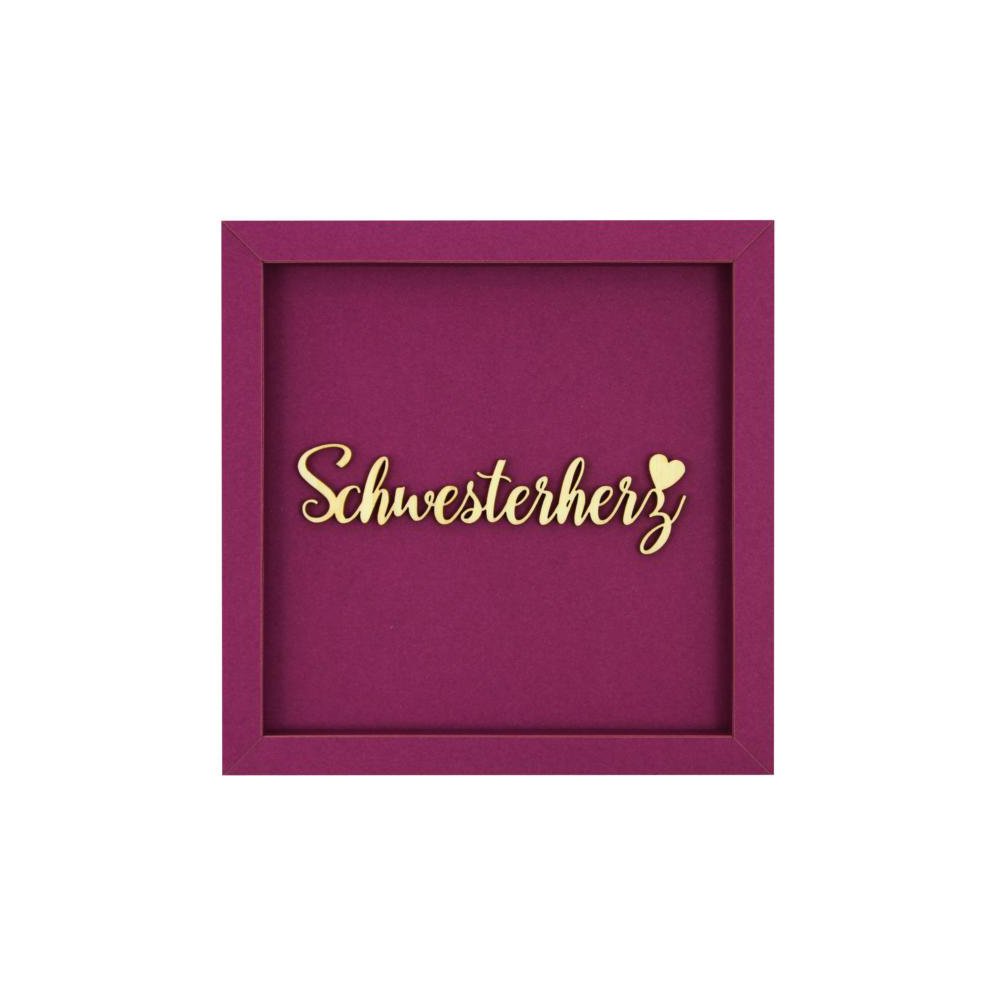 SCHWESTERHERZ- frame card wood lettering magnet