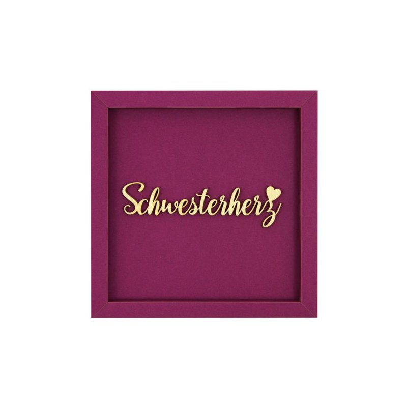 SCHWESTERHERZ- frame card wood lettering magnet