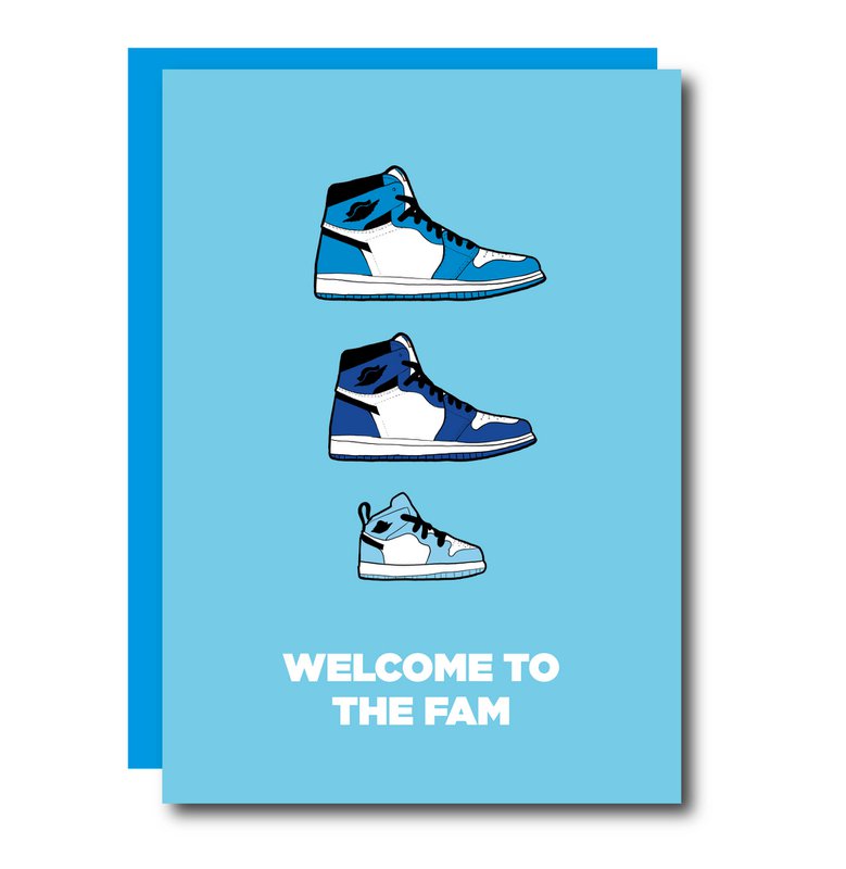 Carte Bienvenue à la famille (bleue)