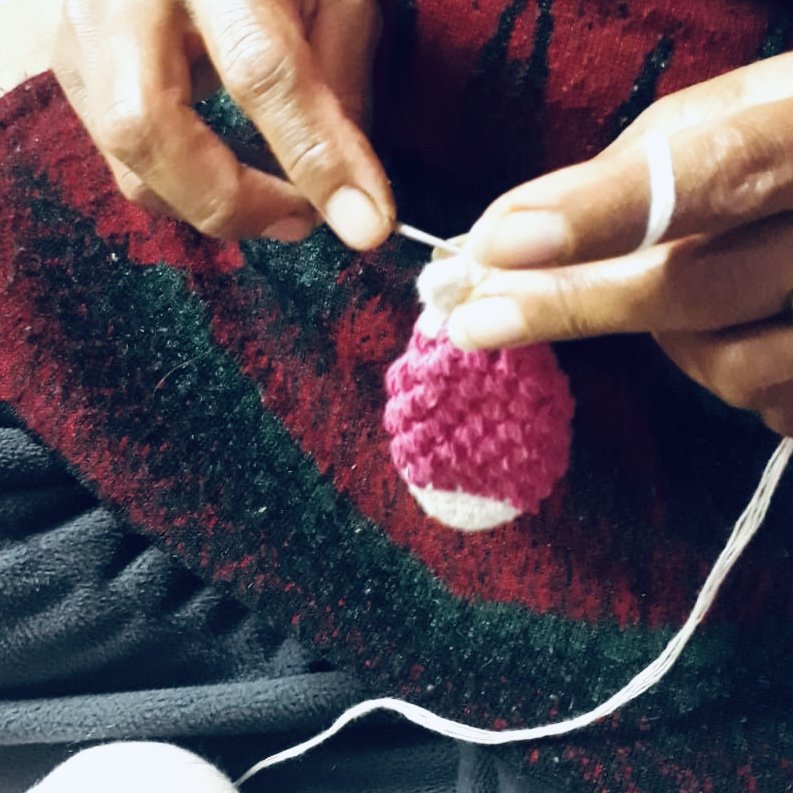 Luna-Leena keychain fish - bag charm - fuchsia - organic cotton - hand crocheted in Nepal - bag hanger