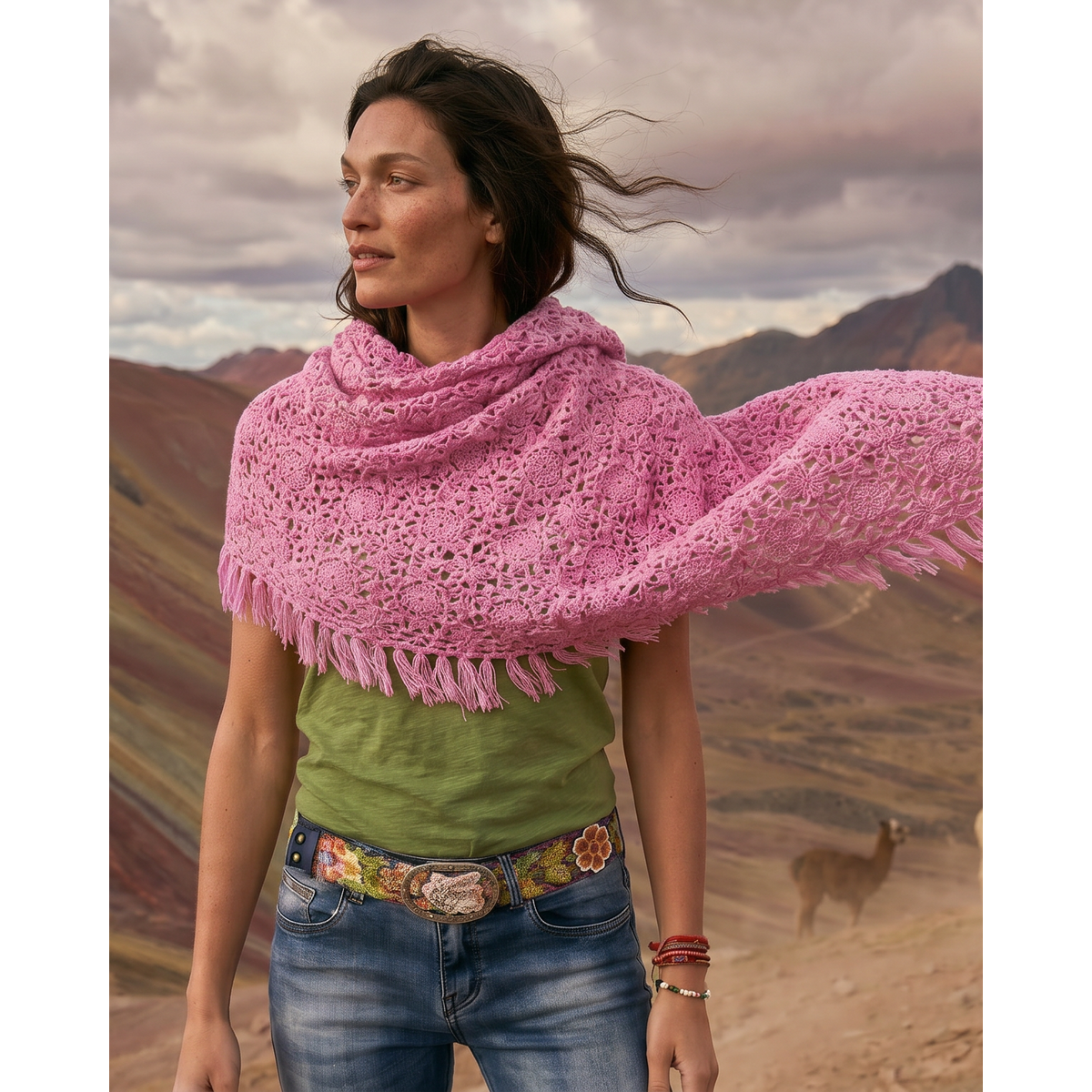 Cashmere scarf LA PAZ hand crocheted triangle