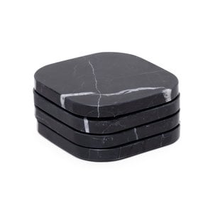 Onderzetter marmer - organisch - zwart set van 4 stuks - 10x10x1cm