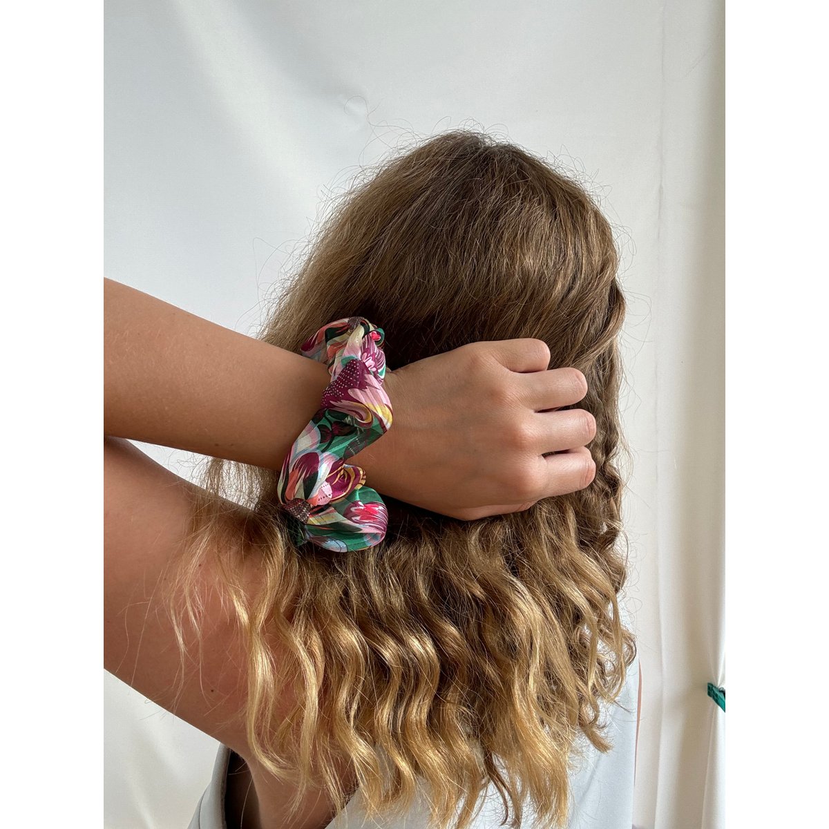 Scrunchie - Bunte Chiffon Blumen - Recycelt