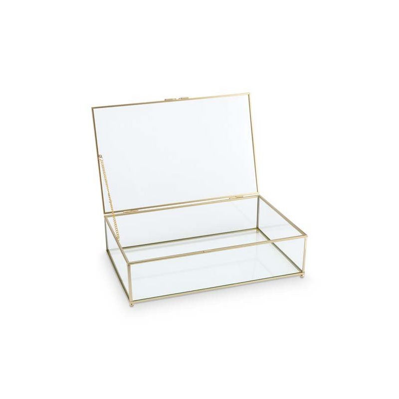 Storage Box Glass with Metal Golden Frame 21x33x9cm