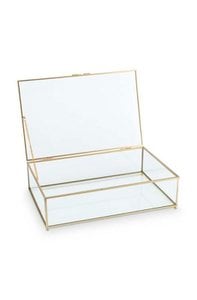 Storage Box Glass with Metal Golden Frame 21x33x9cm