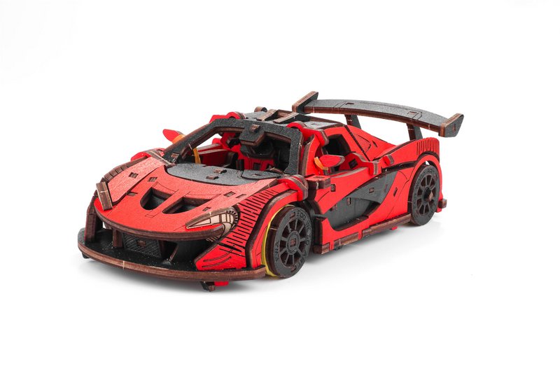 Eco Wood Art (EWA) DIY 3D Mechanical Model Racing Car Rot, 4073, 21x9,5x 5,7 cm