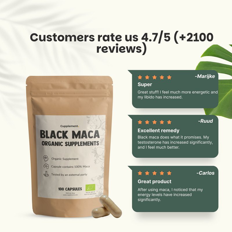 Sorte Maca Kapsler 500mg Økologisk - 100 Kapsler
