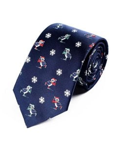 Tie - Dark blue with skating penguins