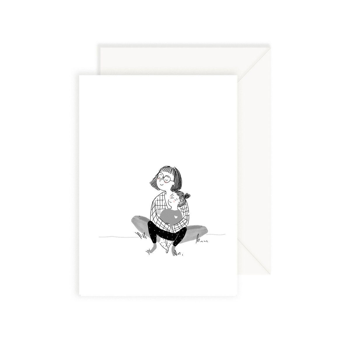 Card on your cheek Girl - Girl kisses her mom on her cheek