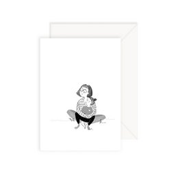 Card on your cheek Girl - Girl kisses her mom on her cheek