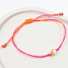 Bracelet on card - Smiley Gold - I give you a smile - 24K gold-plated pendant - Macrame - DIN A6 recycled card