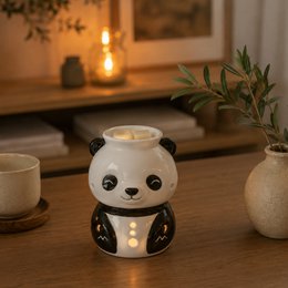 Brûle-Parfum Panda en Céramique Peinte à la Main – Diffuseur Huiles Essentielles, Cires ou Parfums – 12,5 cm – Ambiance Cocooning Zen – Objet Déco Mignon & Bien-Être