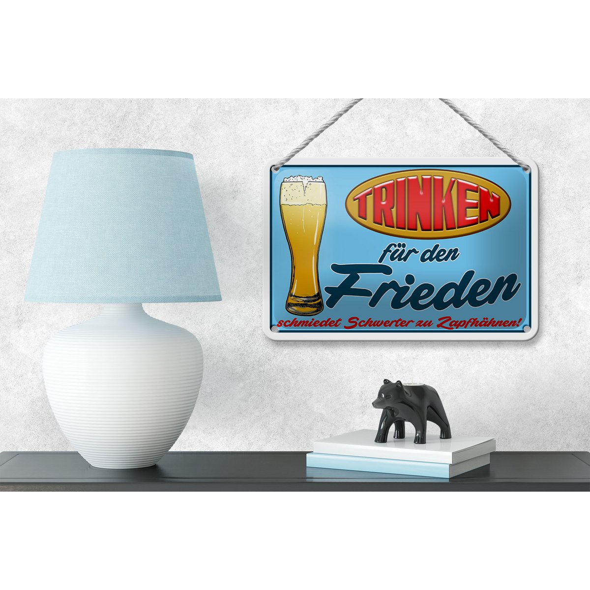 Tin Sign Alcohol 18x12cm Drink for Peace Beer Decoration