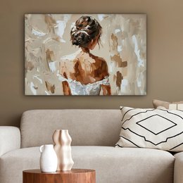 Canvas schilderij  - Wanddecoratie - Bloemen - Vaas - Stilleven - Beige