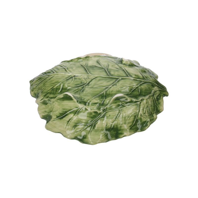 Plato de cerámica con forma de hoja de col verde Made in Italy, diámetro 38 cm