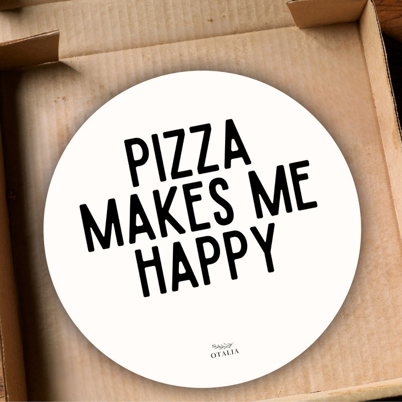 Caja de pizza: la pizza me hace feliz - Decocard