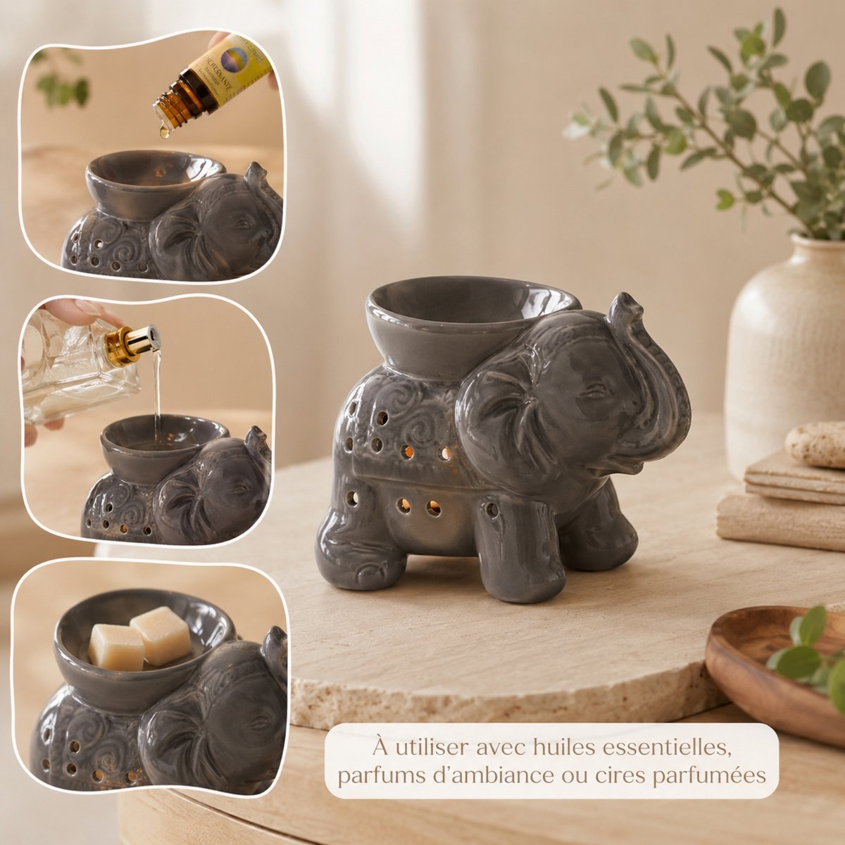 Ceramy series perfume burner - Gray Tandor - Fragrant Atmosphere - Fashionable handcrafted object - Easy aromatherapy
