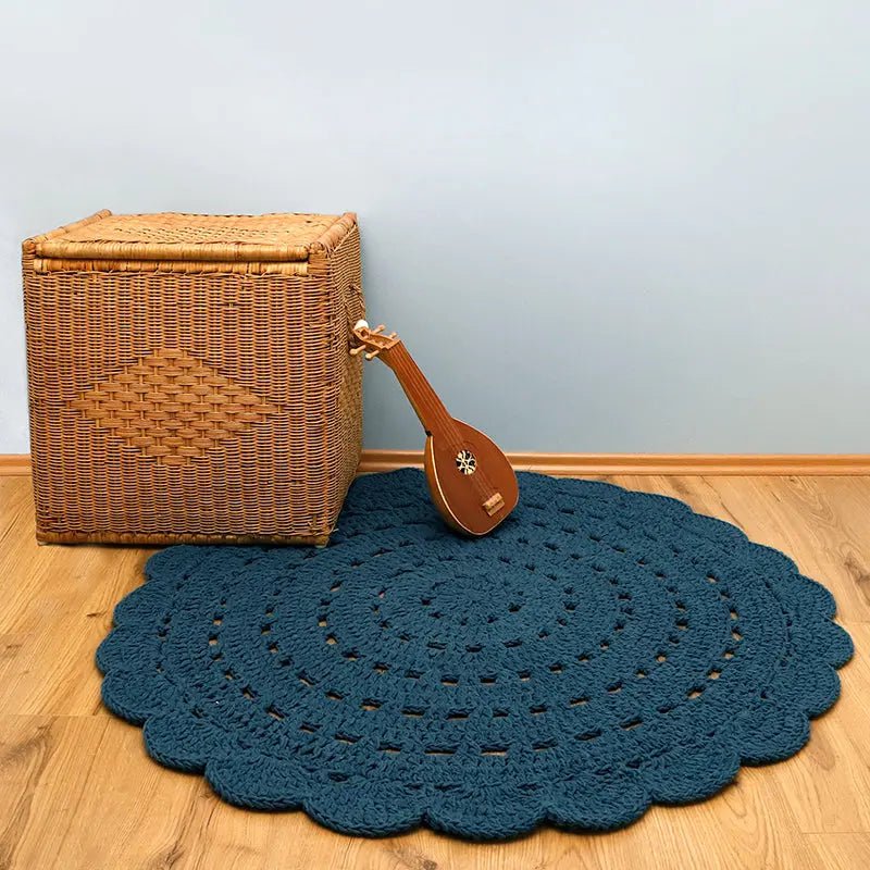 ALMA BLAUW gehaakt kindervloerkleed