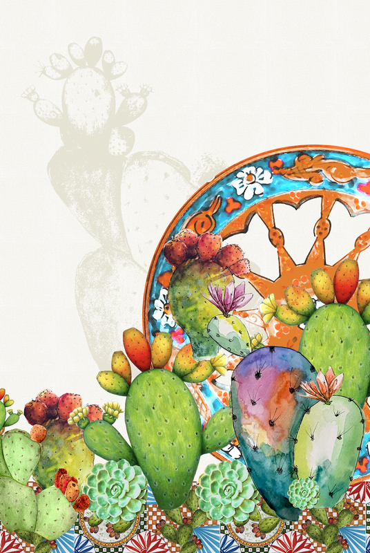 Set of 2 Tablecloths 50x70cm - Cactus