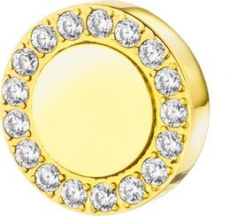 PURE - Pendentif rond 8,4 mm, poli avec oxyde de zirconium serti à l'extérieur dans un cercle, en acier inoxydable or