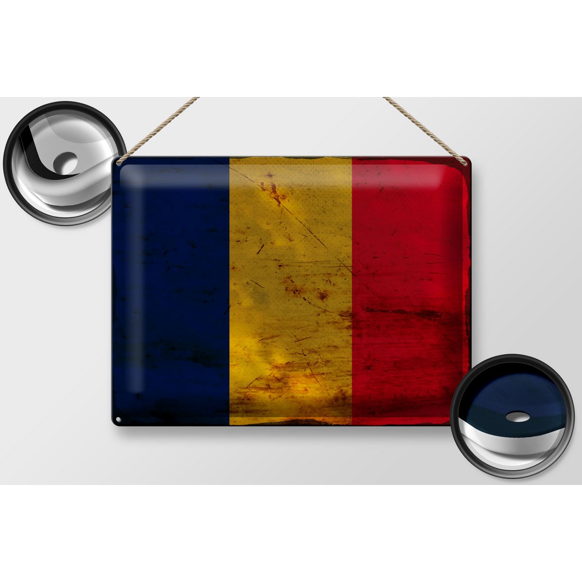 Tin Sign Flag of Chad 40x30cm Flag of Chad Rust