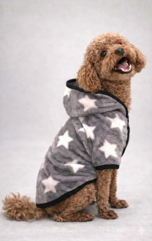 Szara polarowa bluza z kapturem dla psa Alpha Dog (zestaw 5 szt.)