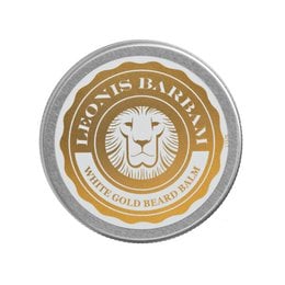 White gold beard balm for conditioning and styling beard hair. Contains natural ingredients like shea butter and essential oils.