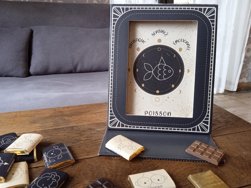 ASTROLOGY CHOCOLATES -BLACK- PHOTO FRAME PACKAGING © + CARD