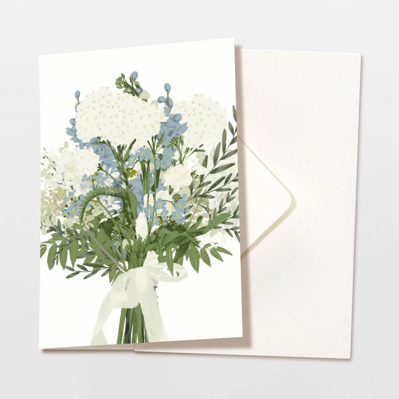 Klappkarte blauer Blumenstrauß, inkl. Umschlag