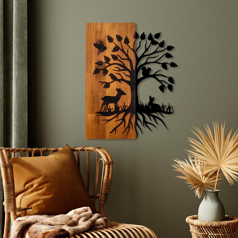 MA-434 Wood metalen muurschildering