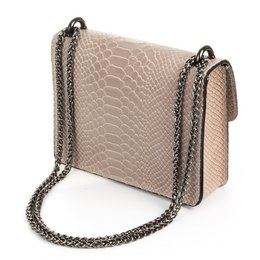 Florence Artegiani. Lorenza Women's Handbag. Genuine Leather Suede Engraving Snake