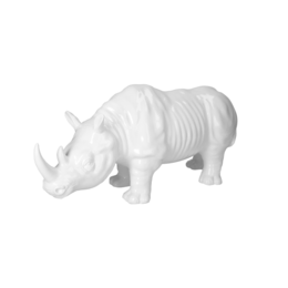 Hergestellt in Italien, weißes Nashorn aus Keramik, H 25 x 50 x 18 cm