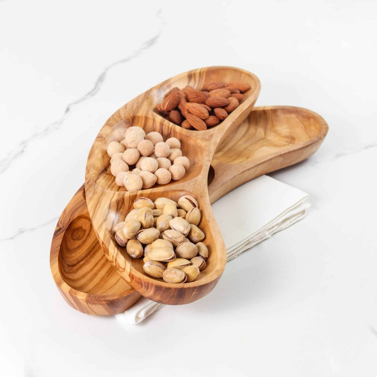 Divided Olive Wood Appetizer Plates – Handmade