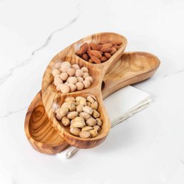Divided Olive Wood Appetizer Plates – Handmade