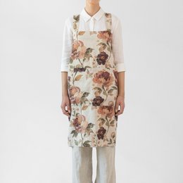 Vintage Rose Linen Pinafore Apron