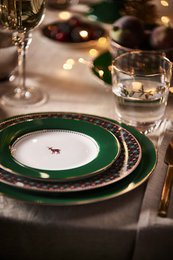 Plate Love Birds Deer Dark Green 21cm