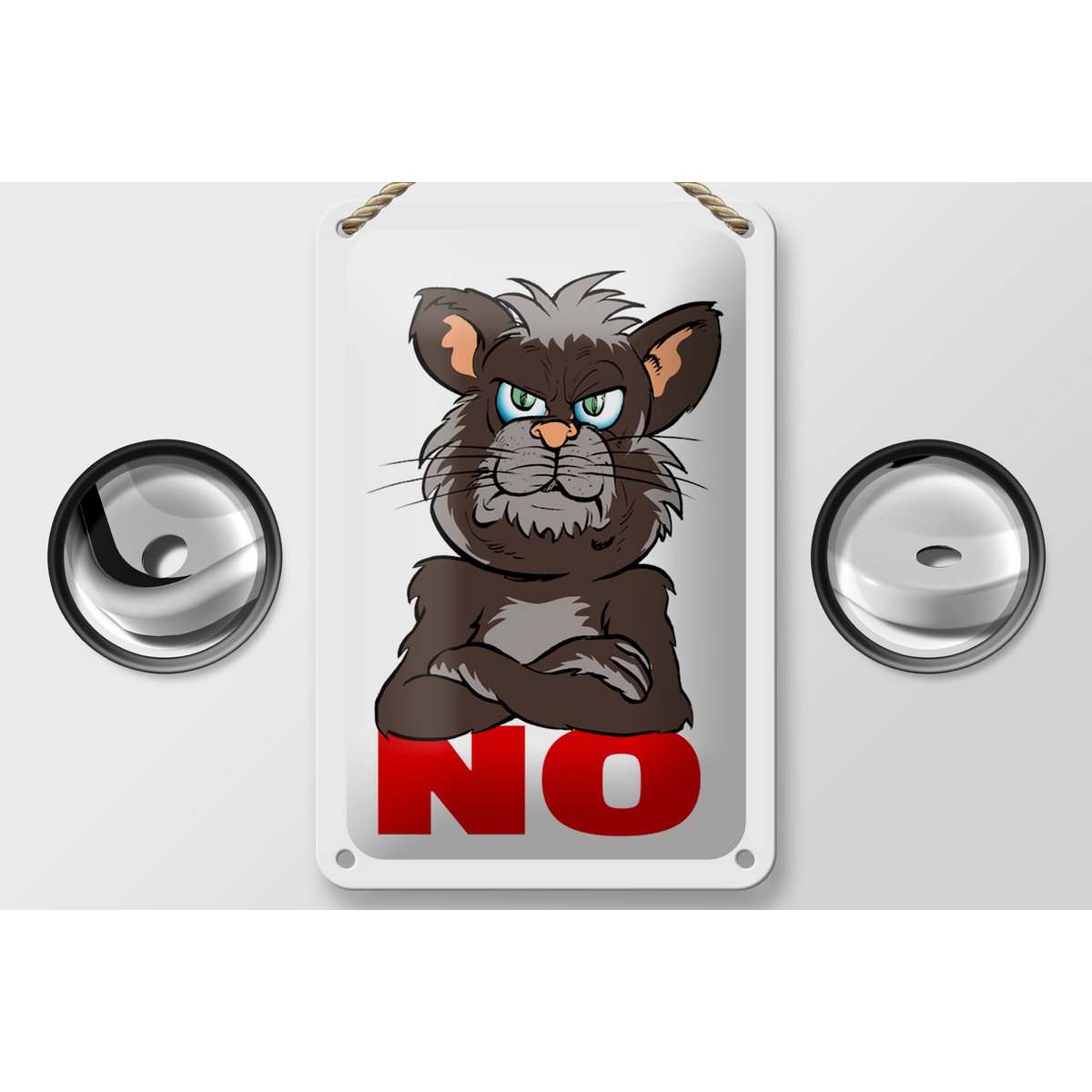 Tin sign saying 12x18cm NO (cat) decoration