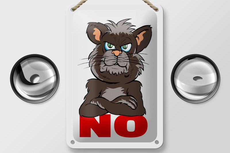 Tin sign saying 12x18cm NO (cat) decoration
