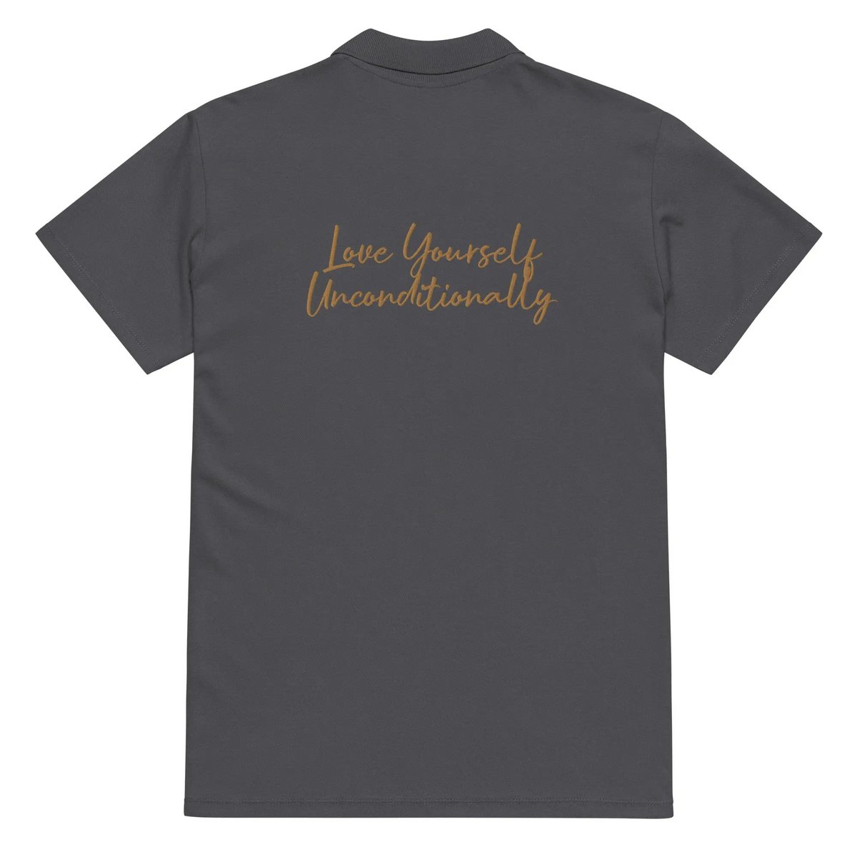 Polo de piqué Self Love Premium con bordado Old Gold