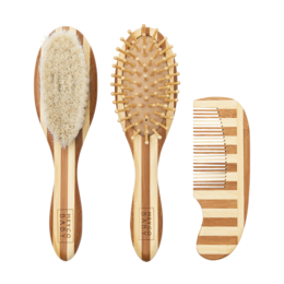 Bamboo hairdressing set 3-piece Stripe Natural/Walnut