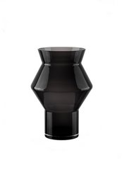 Grote design vaas met grillige hoekige cilindrische vorm, donkergrijs hoogwaardig glas, CUZ14GR