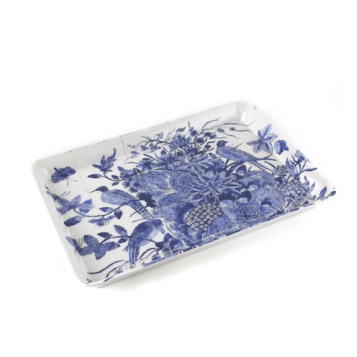 Mini dienblad, 21 x 14 cm, Delfts blauwe vogels