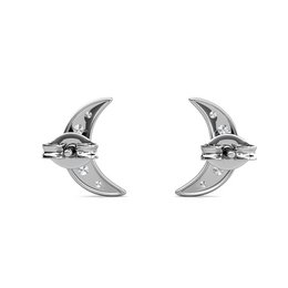 Crescent Moon Earrings - Silver and Crystal