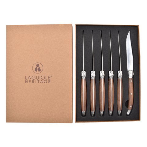 Laguiole Héritage Set of 6 walnut wood steak knives