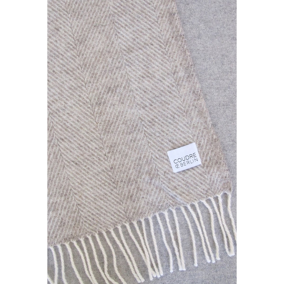 Wool blanket / cuddly blanket herringbone limestone