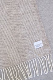 Wool blanket / cuddly blanket herringbone limestone