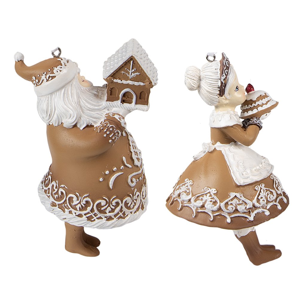 Weihnachtshänger, 2er-Set, 13 cm, brauner Lebkuchenmann-Weihnachtsbaumschmuck aus Kunststoff