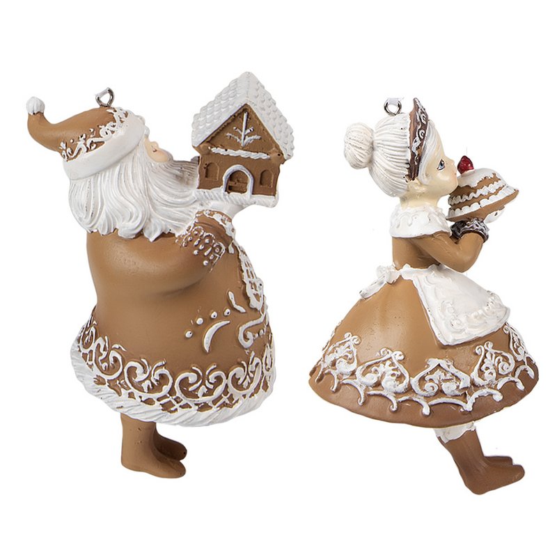Weihnachtshänger, 2er-Set, 13 cm, brauner Lebkuchenmann-Weihnachtsbaumschmuck aus Kunststoff